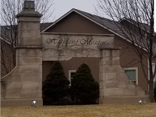 The entrance to Highland Meadows Subdivision, in Lee's Summit