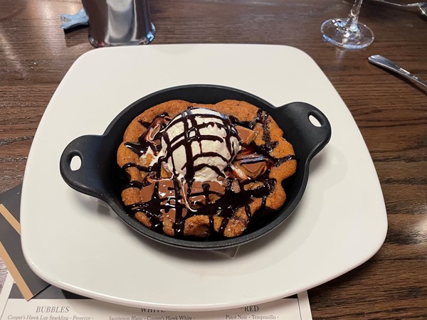 Delicious brookie at Cooper's Hawk north of the river.  Totally worth the wait!!!