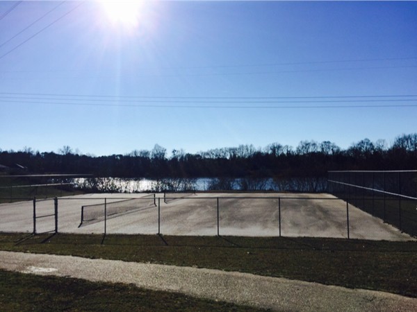 Play tennis near the lake in Harper Creek