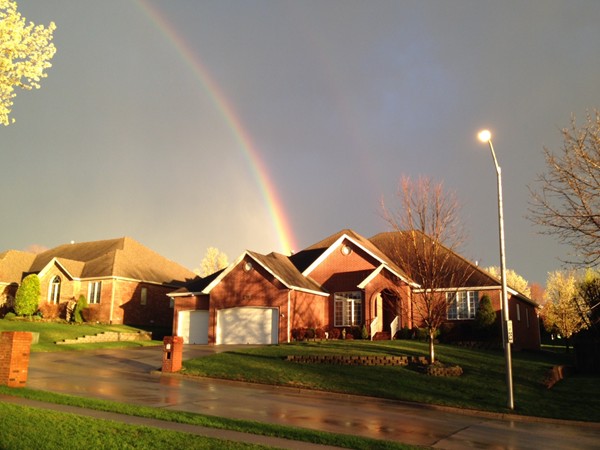 A beautiful double rainbow above my neighbors home in Fox Grape!