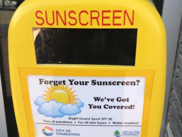 During the summer the city of Charlevoix provides free sunscreen at the park