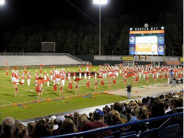 Hewitt-Trussville award winning marching band performing at halftime at the Hoover Met