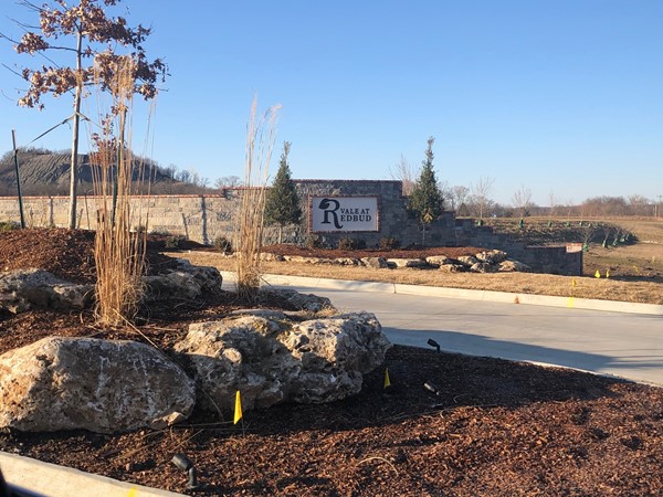 Beautiful entrance to the newest addition in Catoosa, Vale at Redbud
