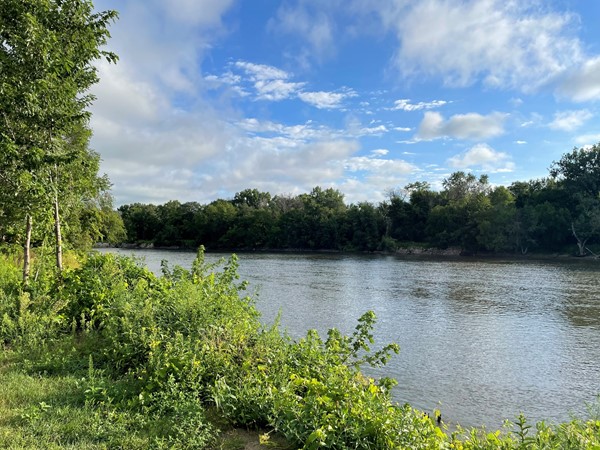 Serene river landscape at Washington Park in Cedar Falls.