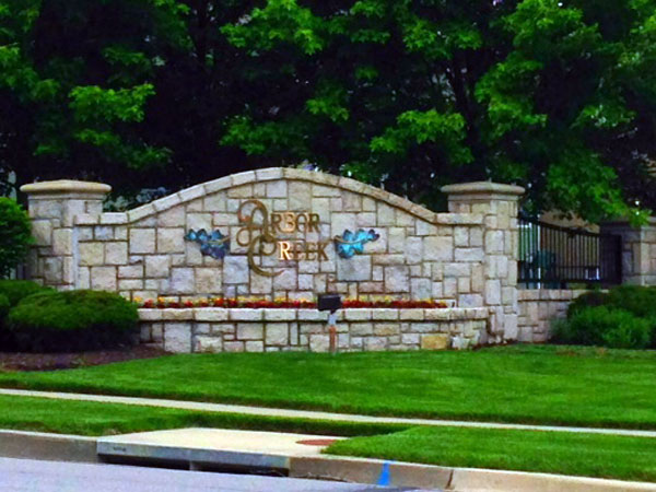 Entrance to the beautiful Arbor Creek Subdivision in Olathe.