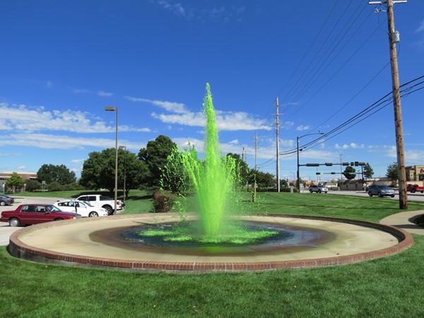 The Lenexa Spinach Festival is such a big deal that the city colors the City Hall fountain for it