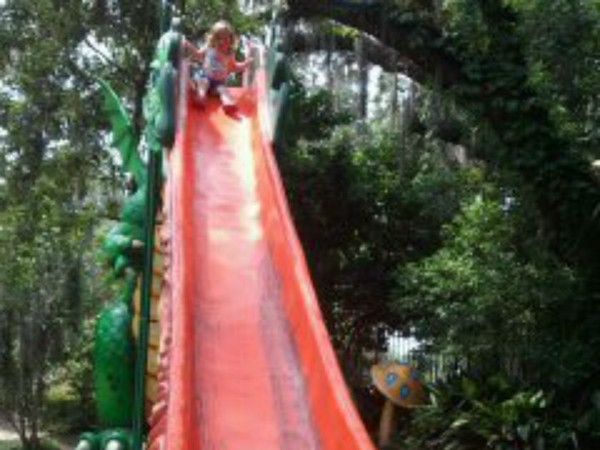 Giant slide down the tongue of the magic dragon in Story Land
