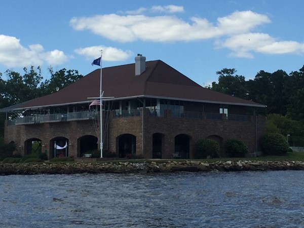 Main building of the Jackson Yacht Club from the water