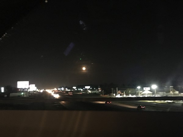 Full moon over Interstate 30 from Benton to Bryant