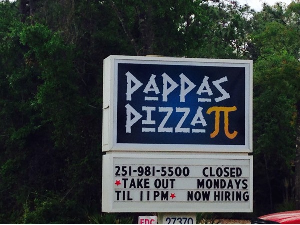 Awesome pizza joint on Canal Road in Orange Beach 