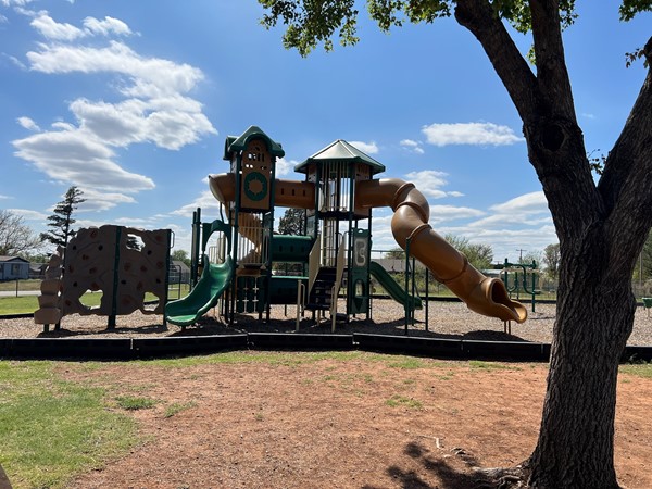 Leedey schools has a great playground for the children! 