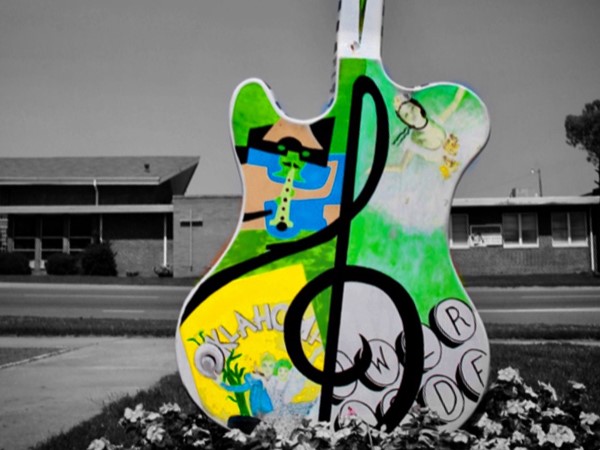 Muskogee has guitars scattered throughout the city