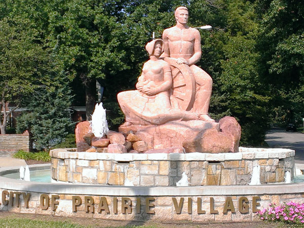 The "Prairie Family" sculpture welcomes you to Prairie Village