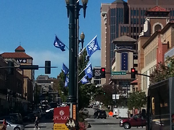 Flags are flying on the Plaza! We love our Royals
