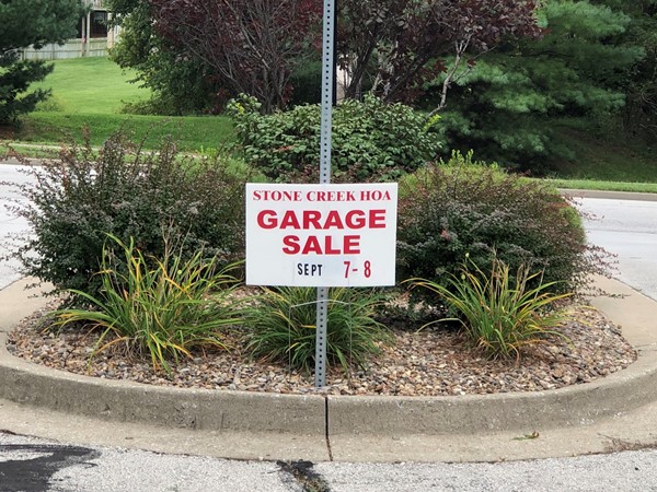 Mark your calendars for the Stone Creek Neighborhood Garage Sale September 7th and 8th