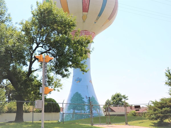 South Oklahoma City water tower painted by the first Art's Festival that was located at OCCC  