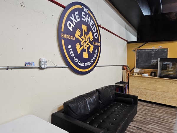 The Axe Shedd lounge area in Emporia, KS, inviting guests to relax