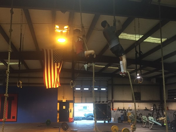 Rope climbs at Searcy Crossfit. Don't worry there are many options. Come join us