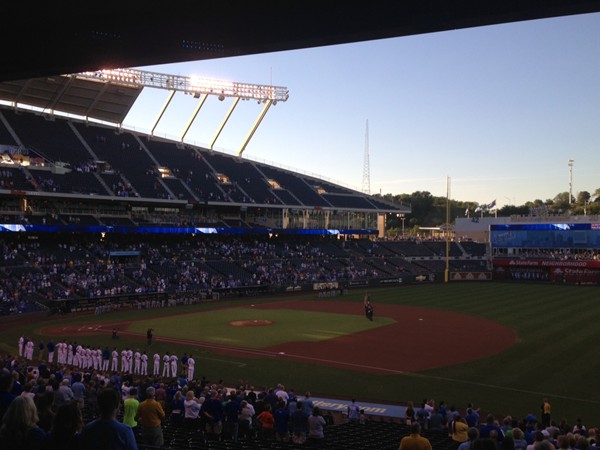 Pledge of Allegiance before the first pitch at Kauffman Stadium