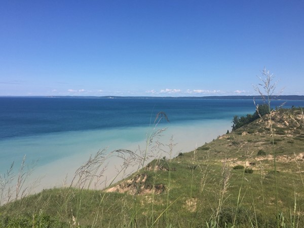 Love Lake Michigan and this view of Leland from Pyramid Point dunes