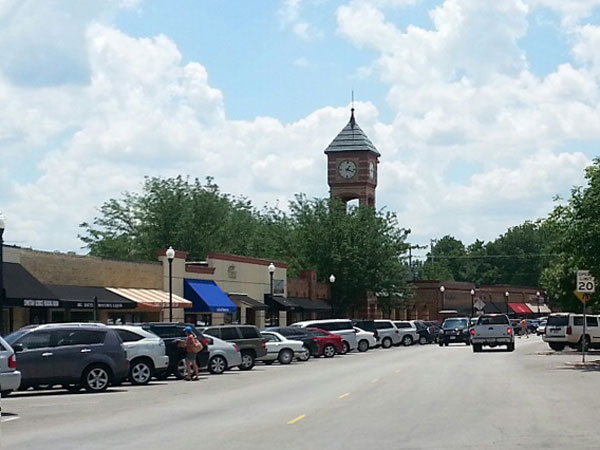 Shops & Clock Tower In Downtown Overland Park