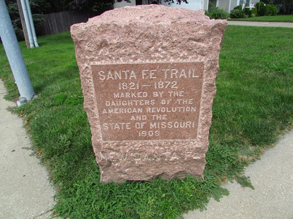 The Santa Fe Trail marker on the southern border of Verona Hills