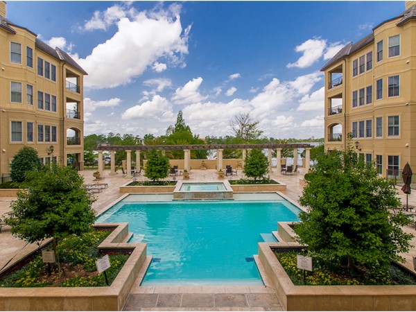 Residents and guests can enjoy the beautiful the pool at The Crescent at University Lake