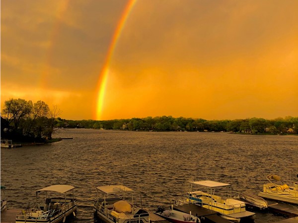 Double rainbow over Weatherby Lake. Photo taken by agent's friend, from his yard