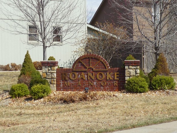 The sign at the entrance to Roanoke Manor in Blue Springs, Missouri