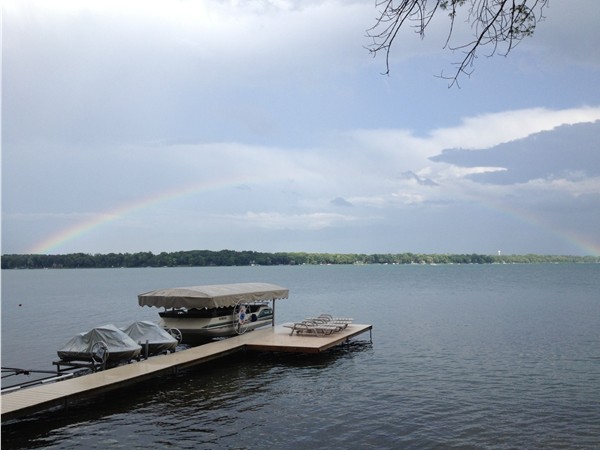 A beautiful full rainbow over Gull Lake this past weekend. A great view from our dock