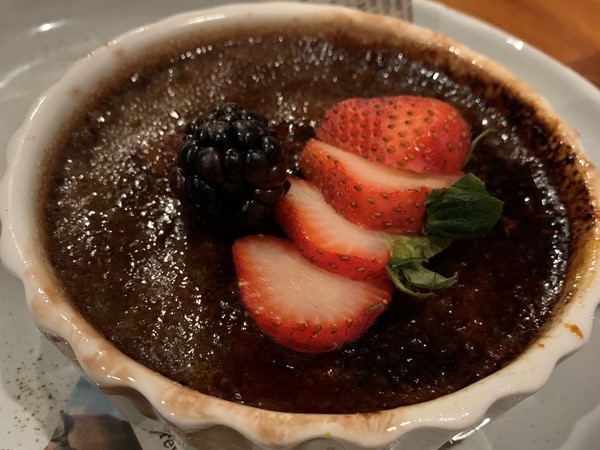 Restaurant 1796 has Godiva Creme Brulee to die for 