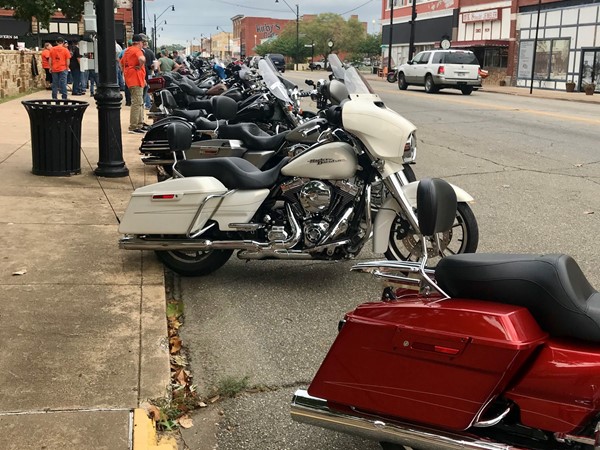 Bikes lined up for Downtown Okmulgee Annual Benefit Bike Ride