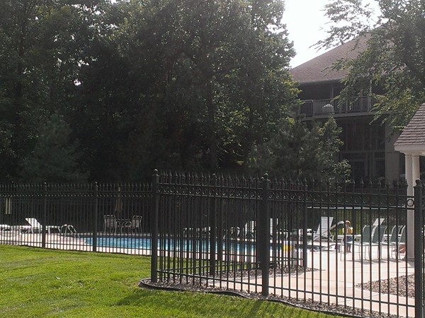 Pool facilities at Stonebrooke surrounded by beautiful trees