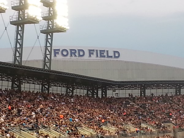 Downtown Detroit summer nights - view of Ford Field Detroit Lions