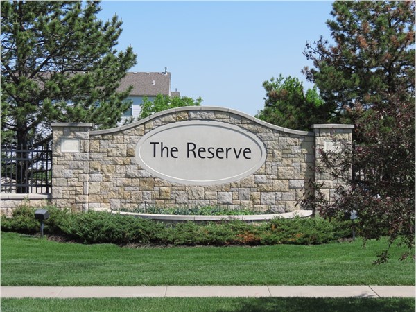 Subdivision sign for The Reserve on Prairie Star Parkway