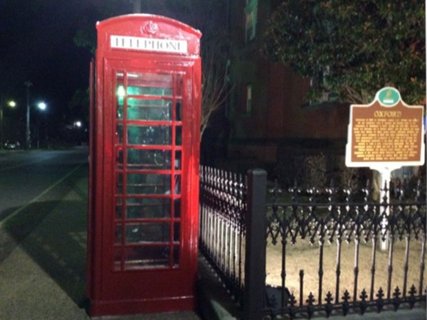 One of the many gifts from Oxford, England to Oxford, MS - original telephone booth