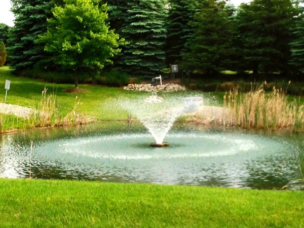 One of several water features bordering Hometown Village