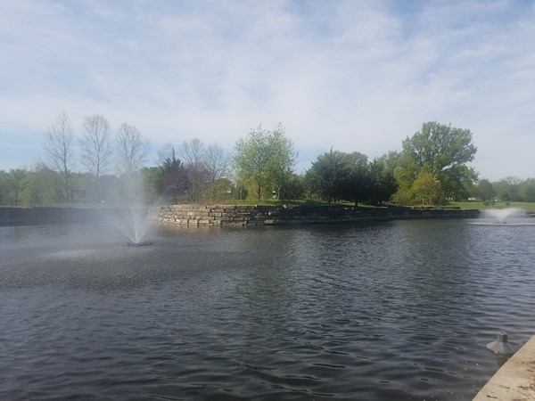 The walking path at Olathe Community Center provides a scenic route for outdoor strolls  