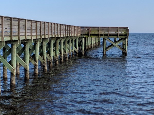 Calming walk on a long pier.  Enjoy 68° in December