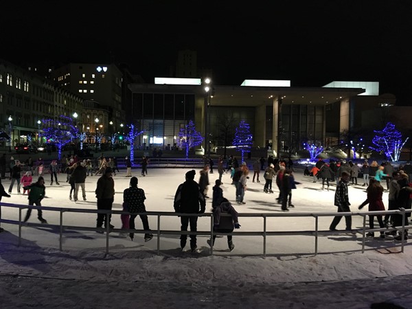 Ice skaters at Rosa Parks Circle