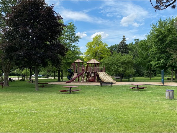 “Goudy Park” has a playscape, picnic tables, or you can walk around catching them Pokémon's