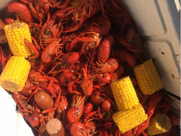 Boiling crawfish with the neighbors