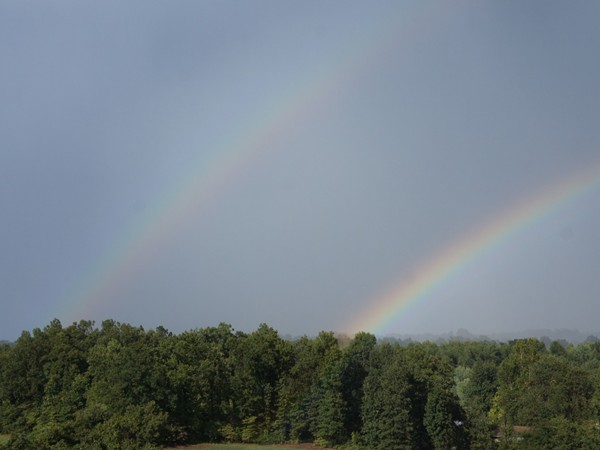 Nature does not disappoint with a double rainbow near Harrison