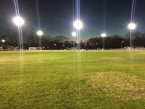 Even though it's cold, the lights are always on during soccer season at Traceway Park