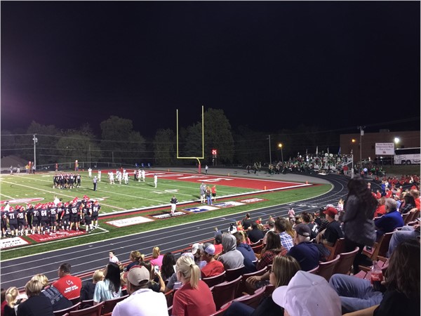 New artificial turf field and track at Grove High School Stadium