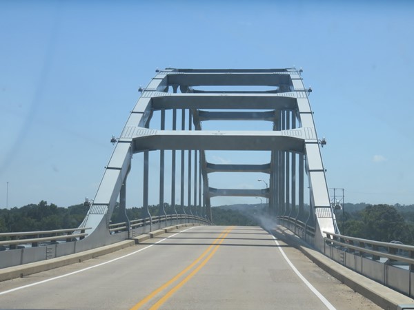 Crossing the Arkansas River bridge in Ozark