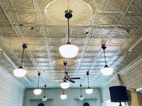I love the old, tin ceilings in turn of the century buildings along Negaunee’s Iron Street