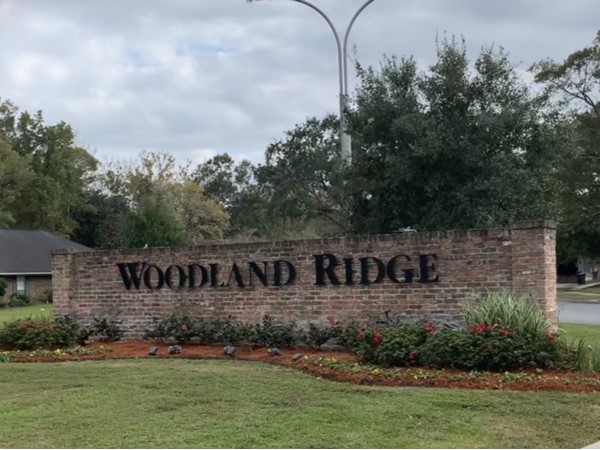 Entrance to Woodland Ridge in Baton Rouge just off of S. Harrells Ferry near Sherwood