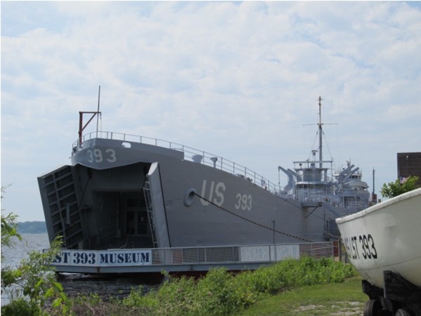 USS LST 393 Veterans Museum at Mart Dock next to Heritage Landing Park in downtown Muskegon