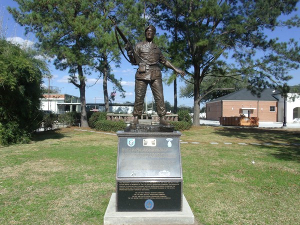 Bronze statue honoring "The Cajun Warrior" in war time